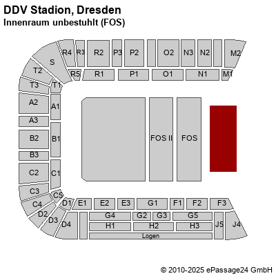 Saalplan Glücksgas Stadion, Dresden, Deutschland, Innenraum unbestuhlt (FOS)