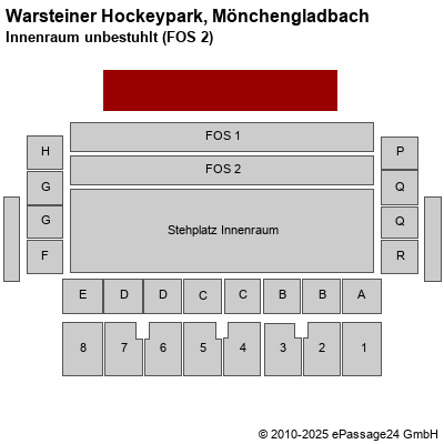 Saalplan Warsteiner Hockeypark, Mönchengladbach, Deutschland, Innenraum unbestuhlt (FOS 2)