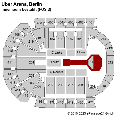 Saalplan Mercedes-Benz Arena (ex. o2 World Berlin), Berlin, Deutschland, Innenraum bestuhlt (FOS 2) 