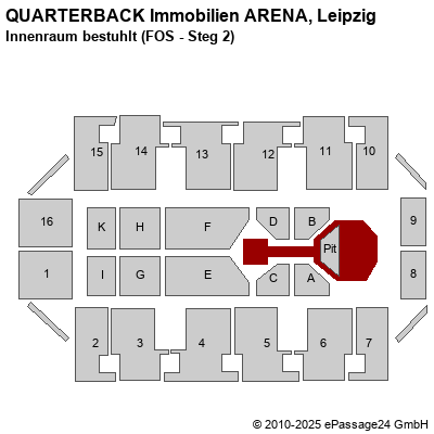 Saalplan Arena Leipzig, Leipzig, Deutschland, Innenraum bestuhlt (FOS - Steg 2)