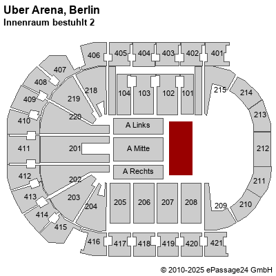 Saalplan Mercedes-Benz Arena (ex. o2 World Berlin), Berlin, Deutschland, Innenraum bestuhlt 2