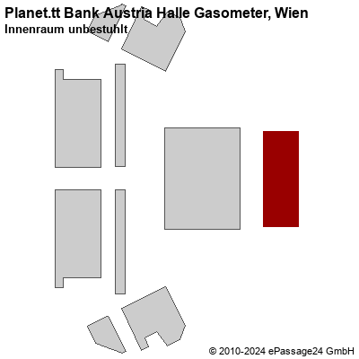 Saalplan Planet.tt Bank Austria Halle Gasometer, Wien, Österreich, Innenraum unbestuhlt