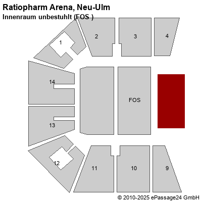 Saalplan Ratiopharm Arena, Neu-Ulm, Deutschland, Innenraum unbestuhlt (FOS )