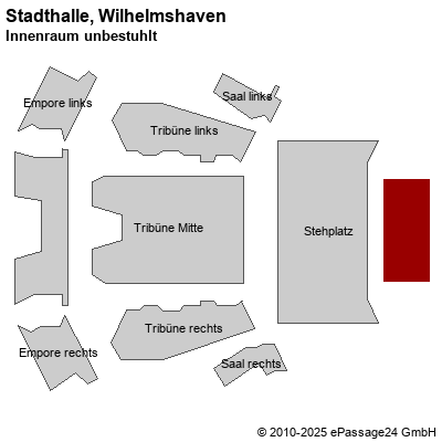 Saalplan Stadthalle, Wilhelmshaven, Deutschland, Innenraum unbestuhlt
