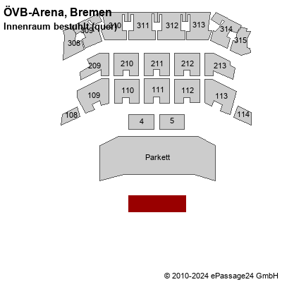 Saalplan ÖVB-Arena, Bremen, Deutschland, Innenraum bestuhlt (quer)