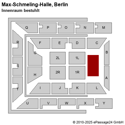 Saalplan Max-Schmeling-Halle, Berlin, Deutschland, Innenraum bestuhlt