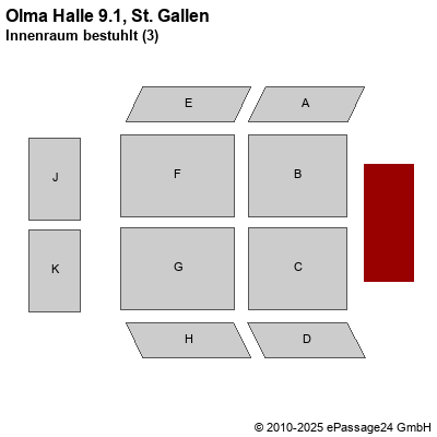 Saalplan Olma Halle 9.1, St. Gallen, Schweiz, Innenraum bestuhlt (3)