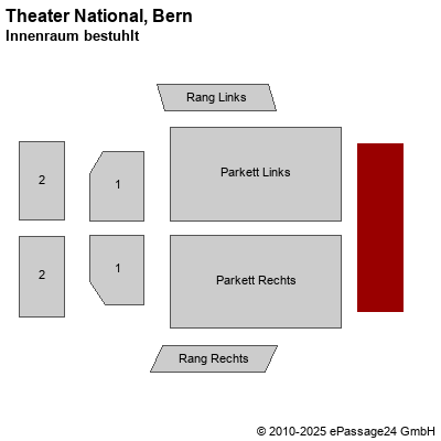 Saalplan Theater National, Bern, Schweiz, Innenraum bestuhlt