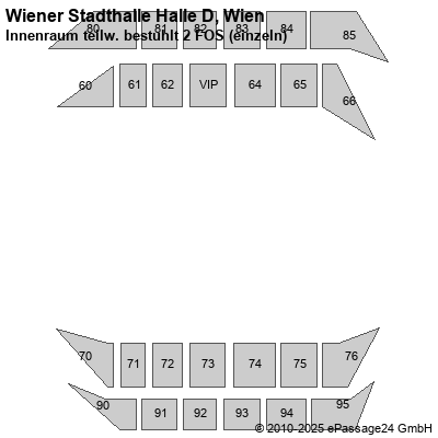 Saalplan Wiener Stadthalle Halle D, Wien, Österreich, Innenraum teilw. bestuhlt 2 FOS (einzeln)