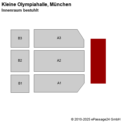 Saalplan Kleine Olympiahalle, München, Deutschland, Innenraum bestuhlt