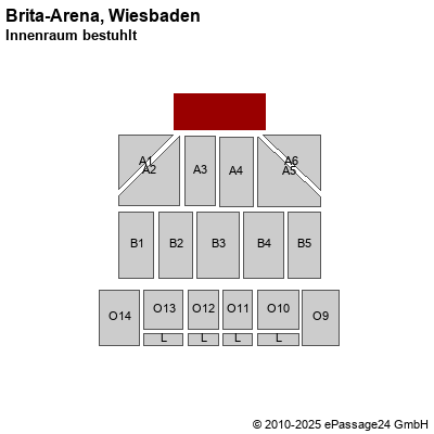 Saalplan Brita-Arena, Wiesbaden, Deutschland, Innenraum bestuhlt