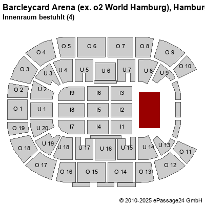 Saalplan Barcleycard Arena (ex. o2 World Hamburg), Hamburg, Deutschland, Innenraum bestuhlt (4)