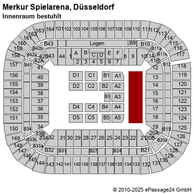 Saalplan ESPRIT arena, Düsseldorf, Deutschland, Innenraum bestuhlt