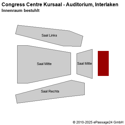 Saalplan Congress Centre Kursaal - Auditorium, Interlaken, Schweiz, Innenraum bestuhlt