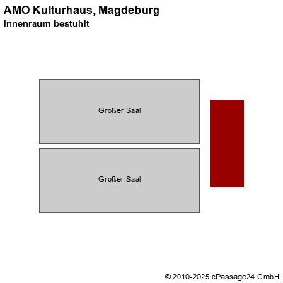 Saalplan AMO Kulturhaus, Magdeburg, Deutschland, Innenraum bestuhlt