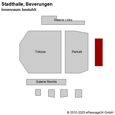 Saalplan Stadthalle, Beverungen, Deutschland, Innenraum bestuhlt