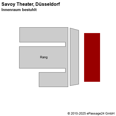 Saalplan Savoy Theater, Düsseldorf, Deutschland, Innenraum bestuhlt