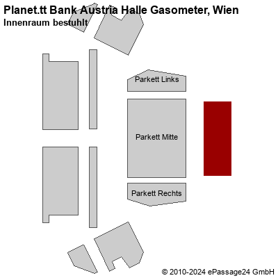 Saalplan Planet.tt Bank Austria Halle Gasometer, Wien, Österreich, Innenraum bestuhlt