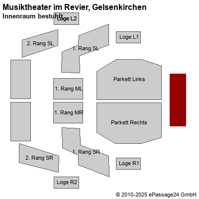 Saalplan Musiktheater im Revier, Gelsenkirchen, Deutschland, Innenraum bestuhlt