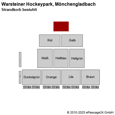 Saalplan Warsteiner Hockeypark, Mönchengladbach, Deutschland, Strandkorb bestuhlt