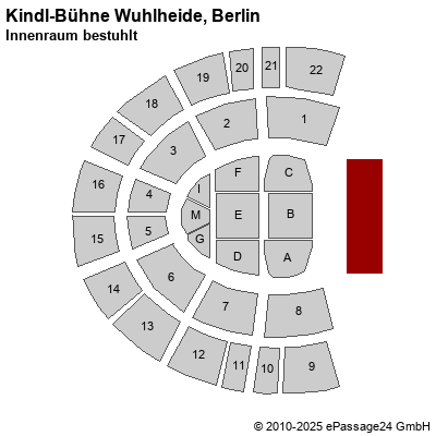 Saalplan Kindl-Bühne Wuhlheide, Berlin, Deutschland, Innenraum bestuhlt