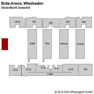 Saalplan Brita-Arena, Wiesbaden, Deutschland, Strandkorb bestuhlt