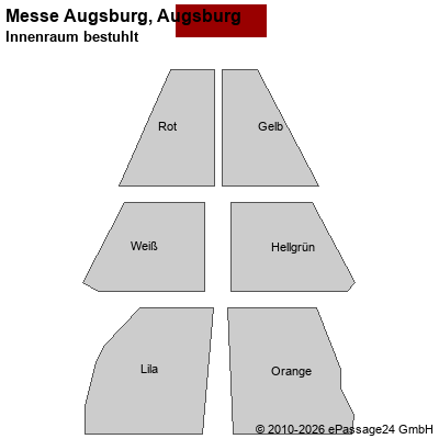 Saalplan Messe Augsburg, Augsburg, Deutschland, Innenraum bestuhlt