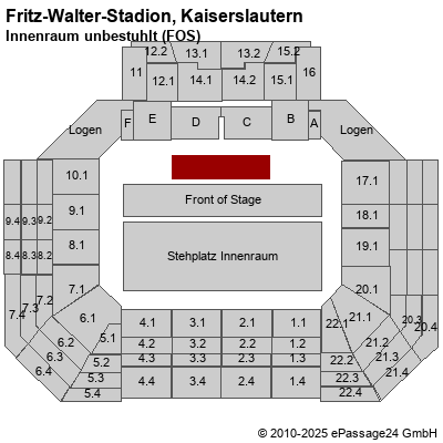 Saalplan Fritz-Walter-Stadion, Kaiserslautern, Deutschland, Innenraum unbestuhlt (FOS)