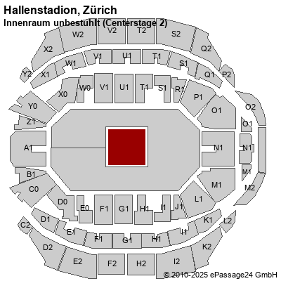 Saalplan Hallenstadion, Zürich, Schweiz, Innenraum unbestuhlt (Centerstage 2)