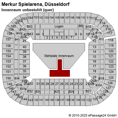 Saalplan ESPRIT arena, Düsseldorf, Deutschland, Innenraum unbestuhlt (quer)