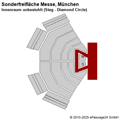 Saalplan Sonderfreifläche Messe, München, Deutschland, Innenraum unbestuhlt (Steg - Diamond Circle)