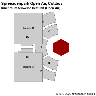 Saalplan Spreeauenpark Open Air, Cottbus, Deutschland, Innenraum teilweise bestuhlt (Open Air)