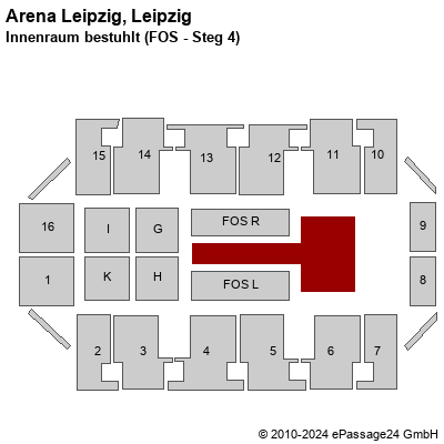 Saalplan Arena Leipzig, Leipzig, Deutschland, Innenraum bestuhlt (FOS - Steg 4)