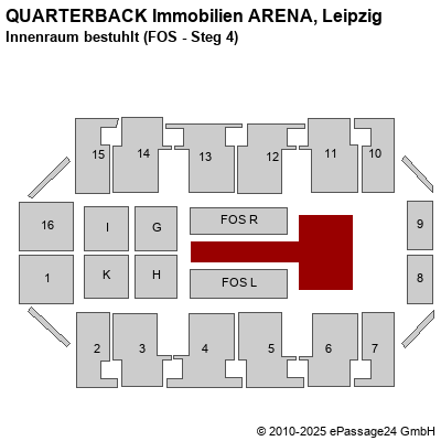 Saalplan Arena Leipzig, Leipzig, Deutschland, Innenraum bestuhlt (FOS - Steg 4)