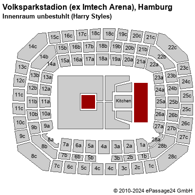 Saalplan Volksparkstadion (ex Imtech Arena), Hamburg, Deutschland, Innenraum unbestuhlt (Harry Styles)