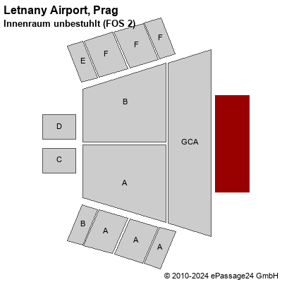 Saalplan Letnany Airport, Prag, Tschechien , Innenraum unbestuhlt (FOS 2)