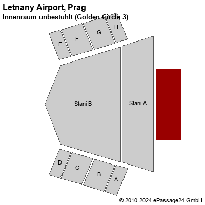Saalplan Letnany Airport, Prag, Tschechien , Innenraum unbestuhlt (Golden Circle 3)