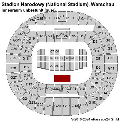 Saalplan Stadion Narodowy (National Stadium), Warschau, Polen, Innenraum unbestuhlt (quer)