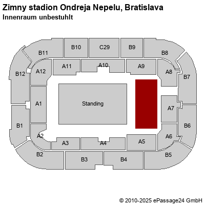 Saalplan Zimny stadion Ondreja Nepelu, Bratislava, Slowakei, Innenraum unbestuhlt 