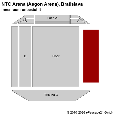 Saalplan NTC Arena (Aegon Arena), Bratislava, Slowakei, Innenraum unbestuhlt