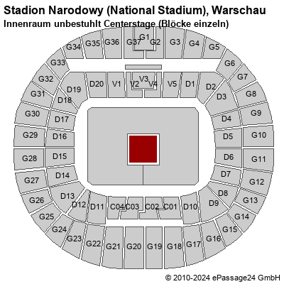 Saalplan Stadion Narodowy (National Stadium), Warschau, Polen, Innenraum unbestuhlt Centerstage (Blöcke einzeln)