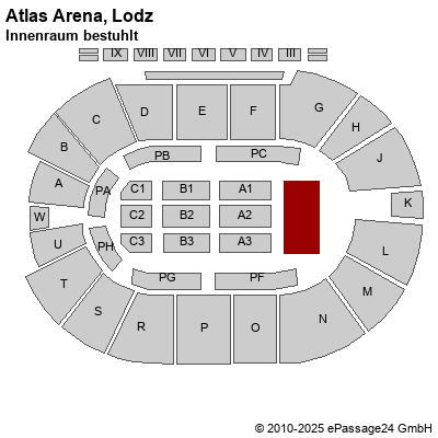Saalplan Atlas Arena, Lodz, Polen, Innenraum bestuhlt 