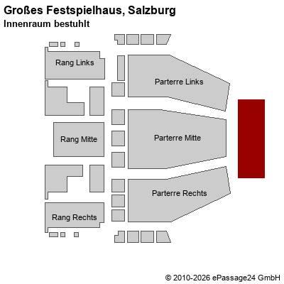 Saalplan Gro&szlig;es Festspielhaus, Salzburg, &Ouml;sterreich, Innenraum bestuhlt