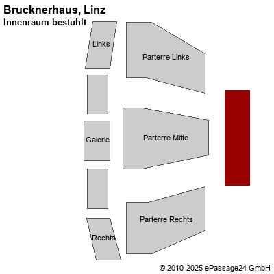 Saalplan Brucknerhaus, Linz, Österreich, Innenraum bestuhlt