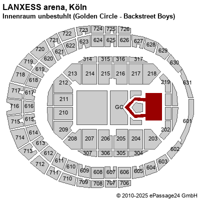 Saalplan LANXESS arena, Köln, Deutschland, Innenraum unbestuhlt (Golden Circle - Backstreet Boys)