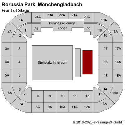 Saalplan Borussia Park, Mönchengladbach, Deutschland, Front of Stage