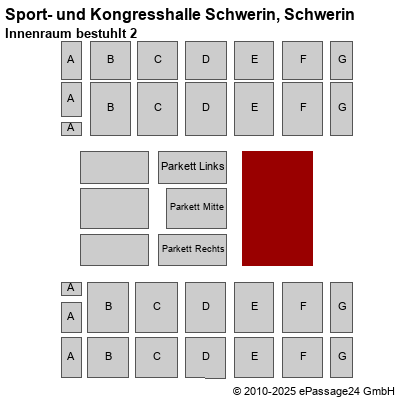 Saalplan Sport- und Kongresshalle Schwerin, Schwerin, Deutschland, Innenraum bestuhlt 2