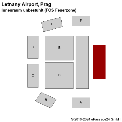 Saalplan Letnany Airport, Prag, Tschechien , Innenraum unbestuhlt (FOS Feuerzone)