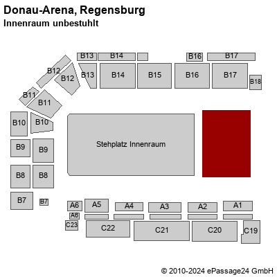 Saalplan Donau-Arena, Regensburg, Deutschland, Innenraum unbestuhlt