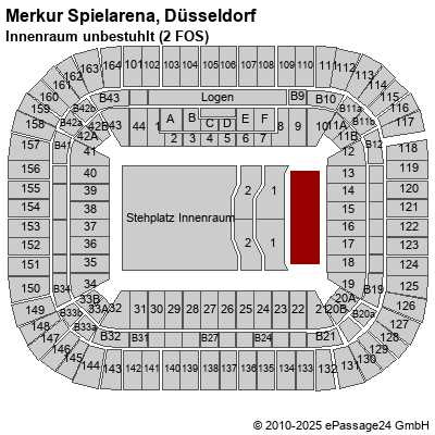 Saalplan ESPRIT arena, Düsseldorf, Deutschland, Innenraum unbestuhlt (2 FOS)